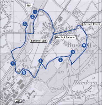 Karte «Wegspuren um Busswil»